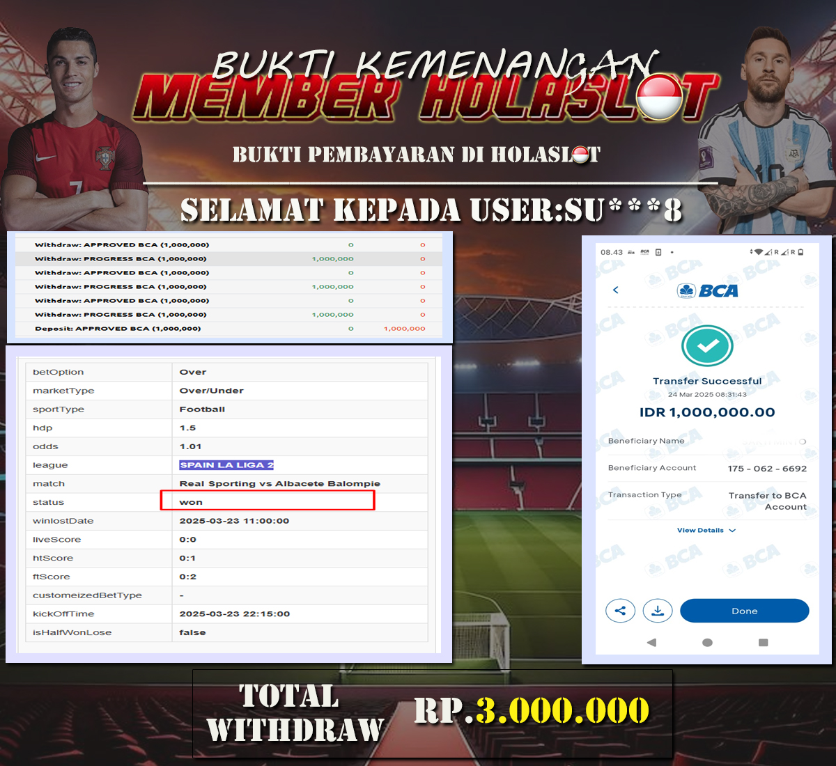HOLASLOT BUKTI JP SBO SPORTSBOOK 24 MARET